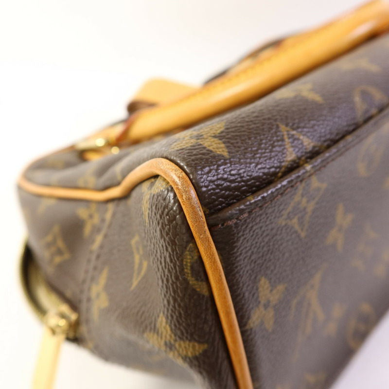 LOUIS VUITTON Monogram Manhattan GM金扣手挽袋棕色-15