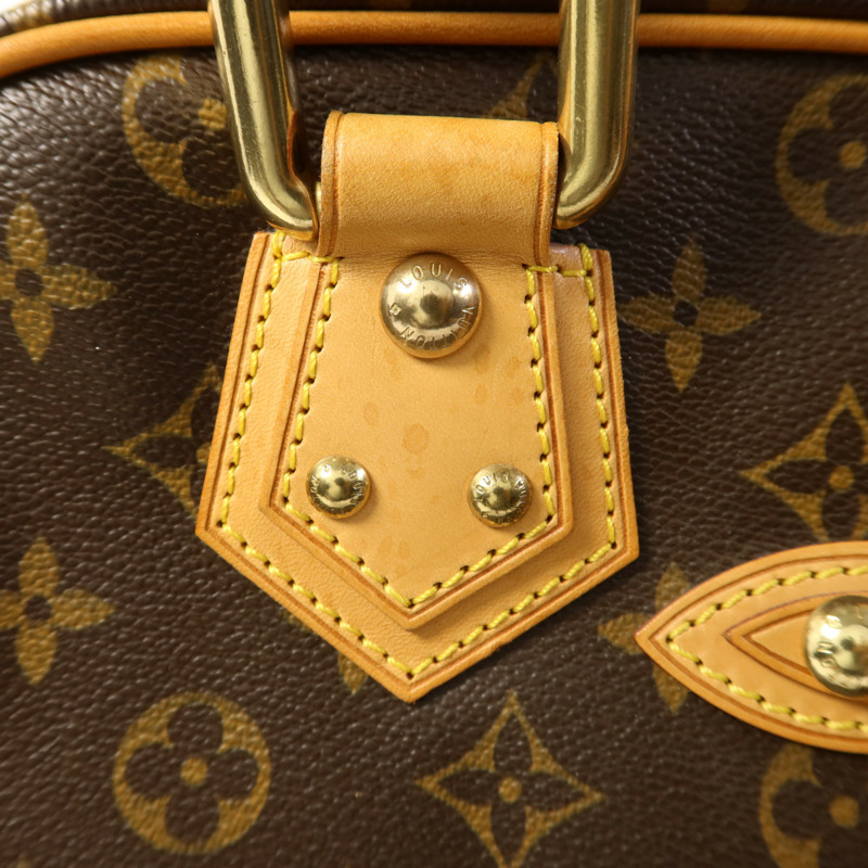LOUIS VUITTON Monogram Manhattan GM金扣手挽袋棕色-19