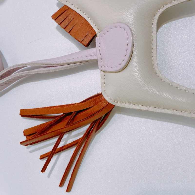 TW4522 Hermes 愛馬仕 馬仔掛件 小皮具Rodeo Charm PM Craie/Gold/mauve Pale-6