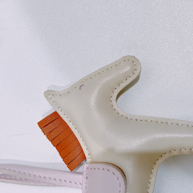 TW4522 Hermes 愛馬仕 馬仔掛件 小皮具Rodeo Charm PM Craie/Gold/mauve Pale-7