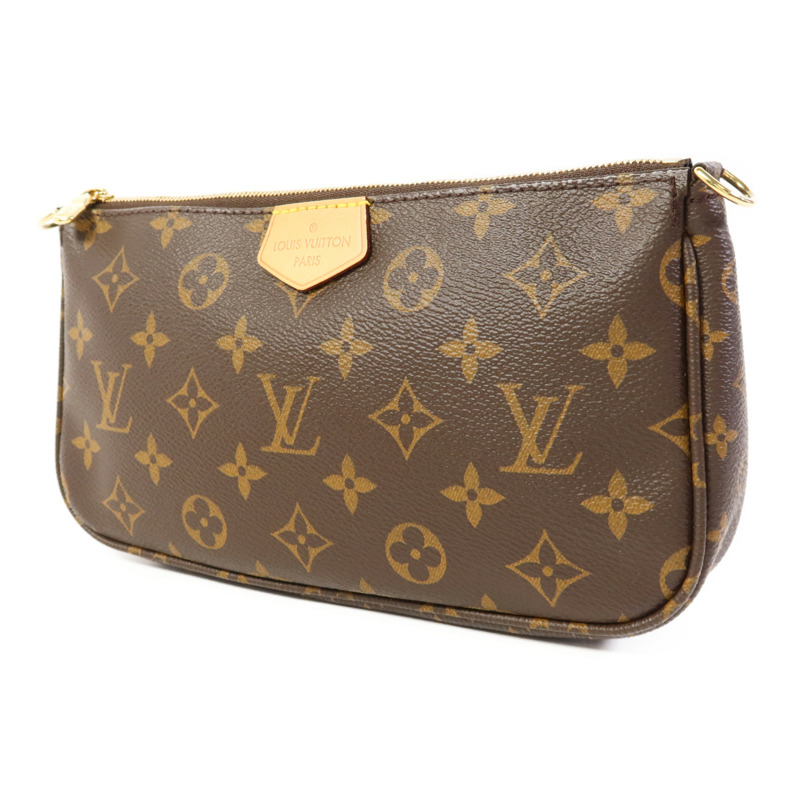 LOUIS VUITTON Monogram Multi Pochette Accessoires金扣手挽肩背兩用袋棕色-2