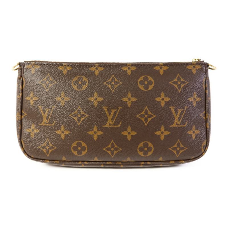 LOUIS VUITTON Monogram Multi Pochette Accessoires金扣手挽肩背兩用袋棕色-3