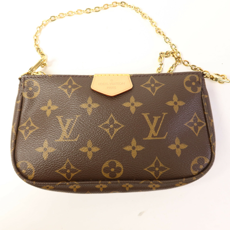 LOUIS VUITTON Monogram Multi Pochette Accessoires金扣手挽肩背兩用袋棕色-12