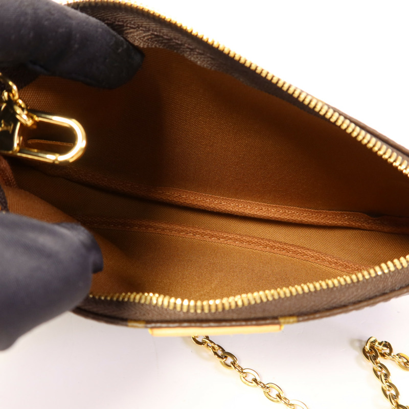 LOUIS VUITTON Monogram Multi Pochette Accessoires金扣手挽肩背兩用袋棕色-14