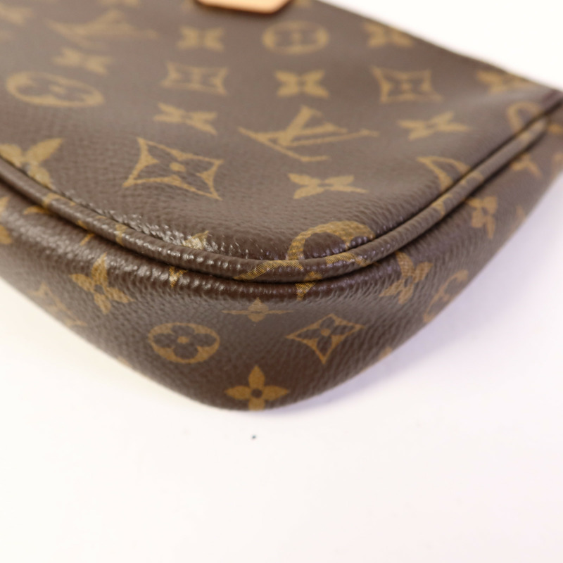 LOUIS VUITTON Monogram Multi Pochette Accessoires金扣手挽肩背兩用袋棕色-16