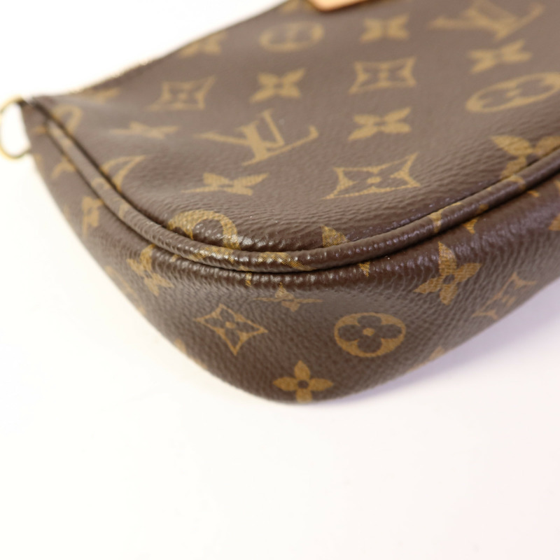 LOUIS VUITTON Monogram Multi Pochette Accessoires金扣手挽肩背兩用袋棕色-17