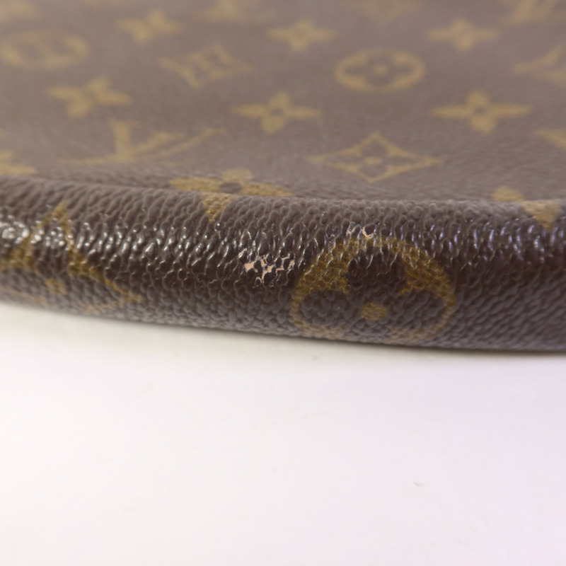 LOUIS VUITTON Monogram Pochette Accessoires金扣手挽袋棕色-18
