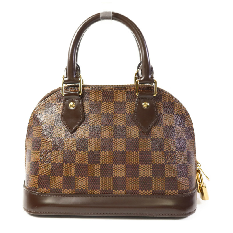 LOUIS VUITTON Damier Alma BB金扣手挽肩背兩用袋棕色-1