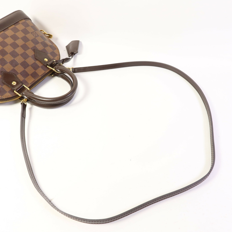 LOUIS VUITTON Damier Alma BB金扣手挽肩背兩用袋棕色-4