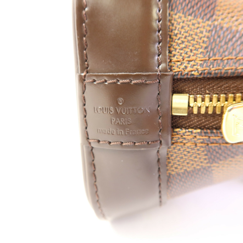 LOUIS VUITTON Damier Alma BB金扣手挽肩背兩用袋棕色-6
