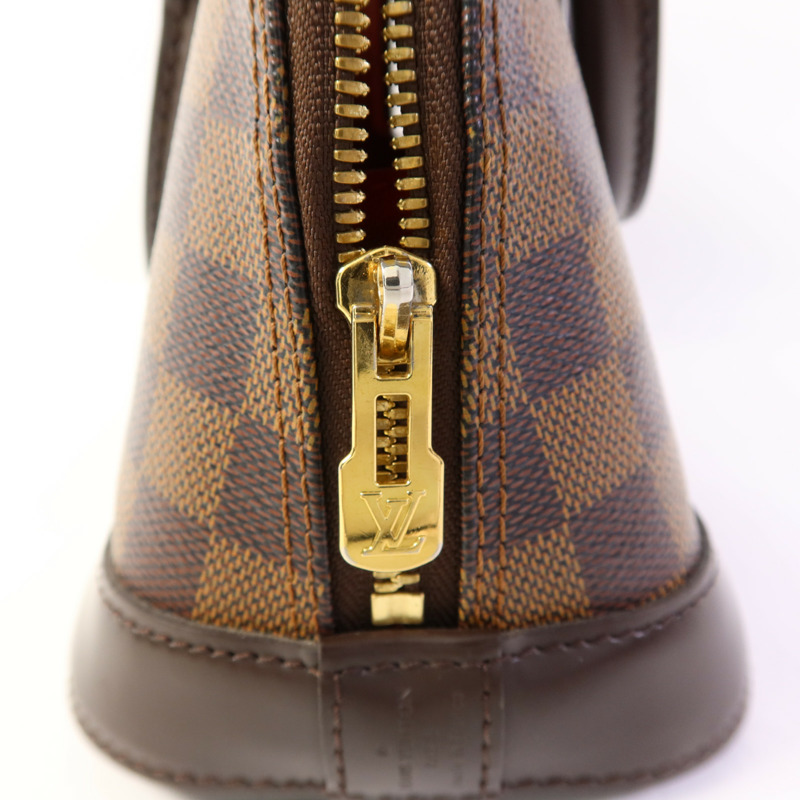 LOUIS VUITTON Damier Alma BB金扣手挽肩背兩用袋棕色-7