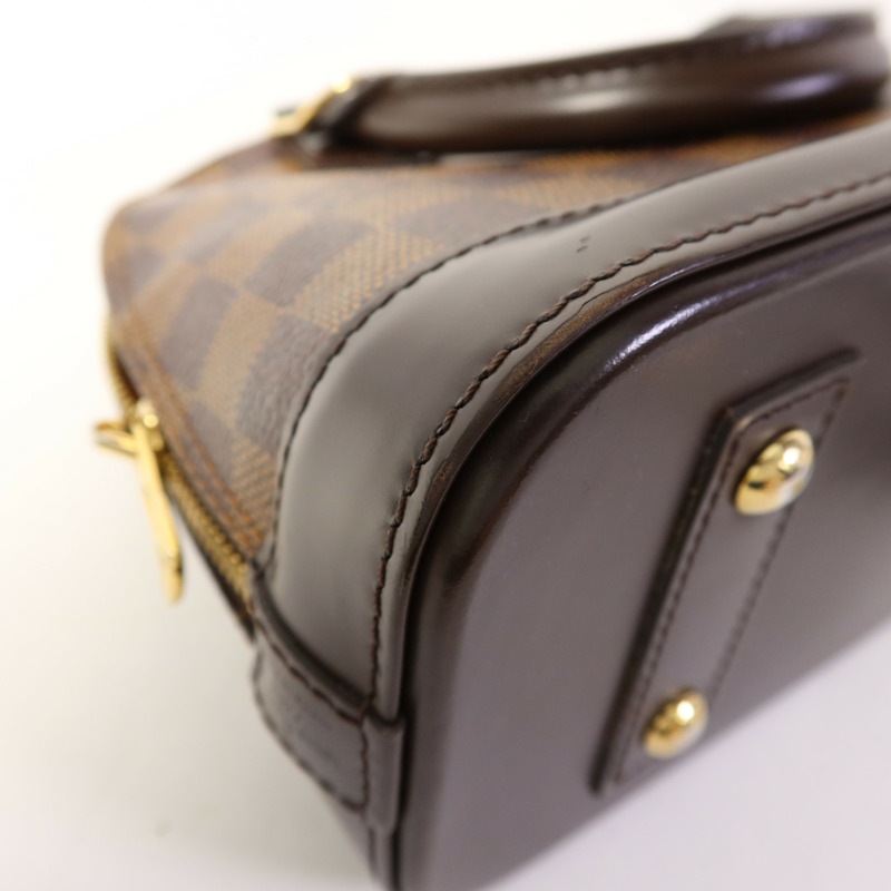 LOUIS VUITTON Damier Alma BB金扣手挽肩背兩用袋棕色-13