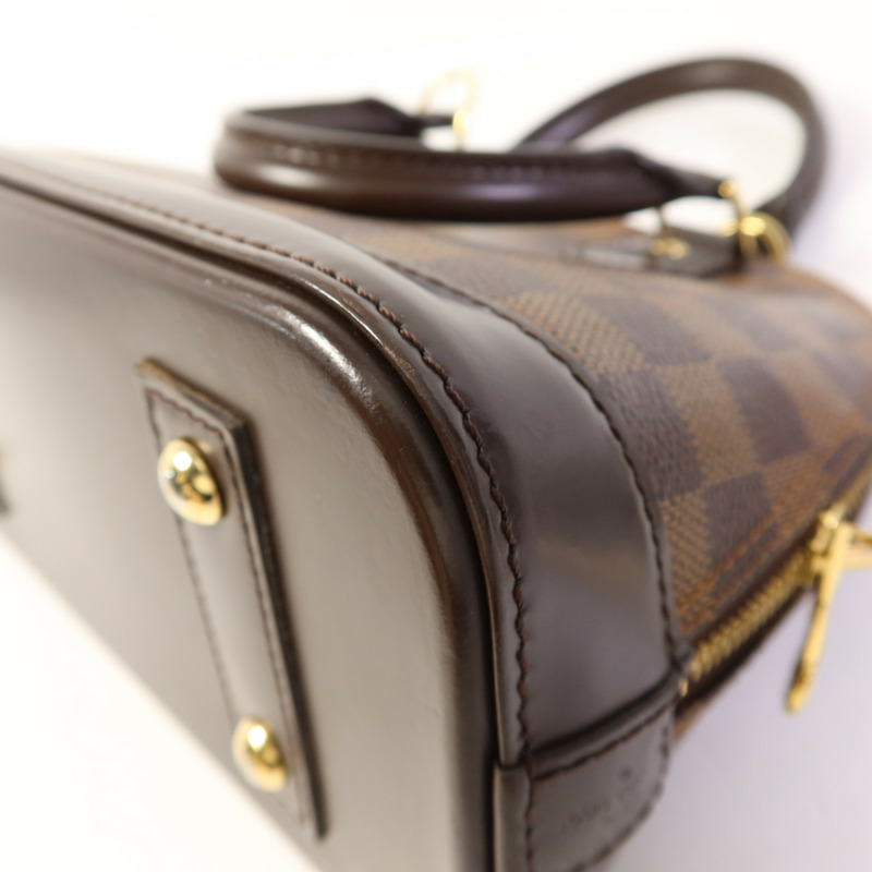 LOUIS VUITTON Damier Alma BB金扣手挽肩背兩用袋棕色-14