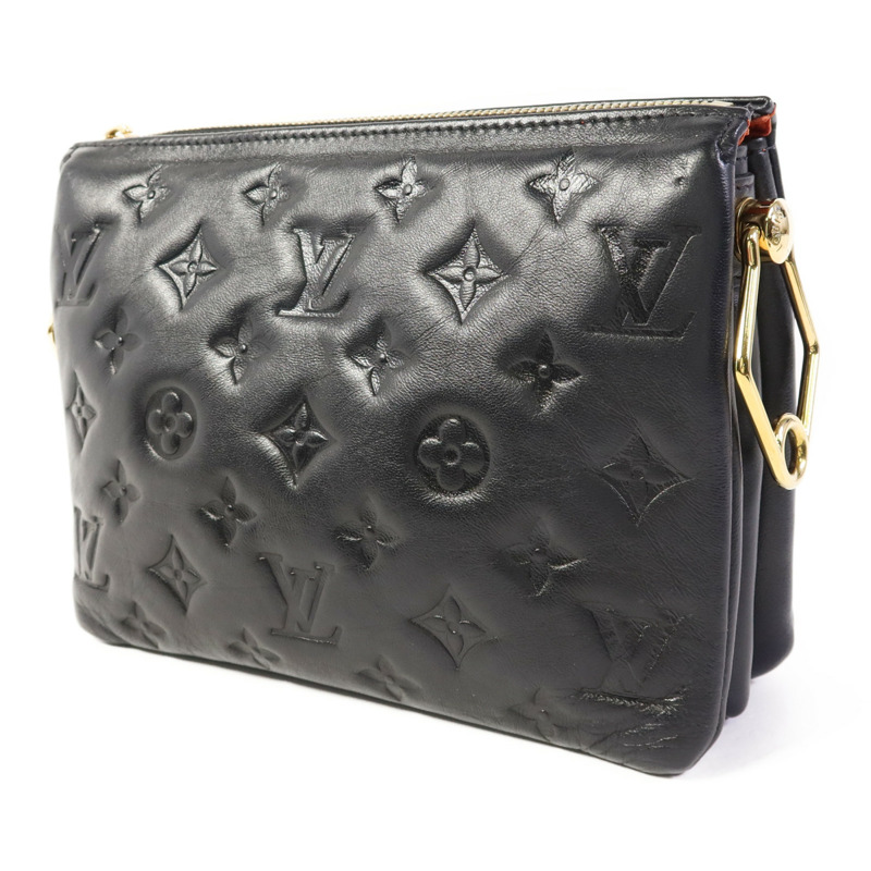 LOUIS VUITTON Monogram Embossed Coussin BB金扣鏈帶手挽肩背兩用袋-2