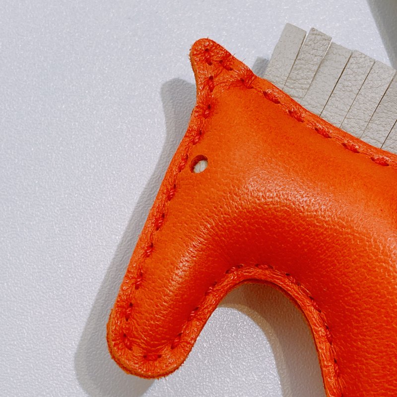 TW4524 Hermes 愛馬仕 馬仔掛件 小皮具Rodeo Charm PM Orange/Craie-4