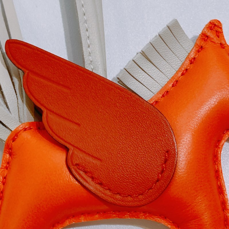 TW4524 Hermes 愛馬仕 馬仔掛件 小皮具Rodeo Charm PM Orange/Craie-5