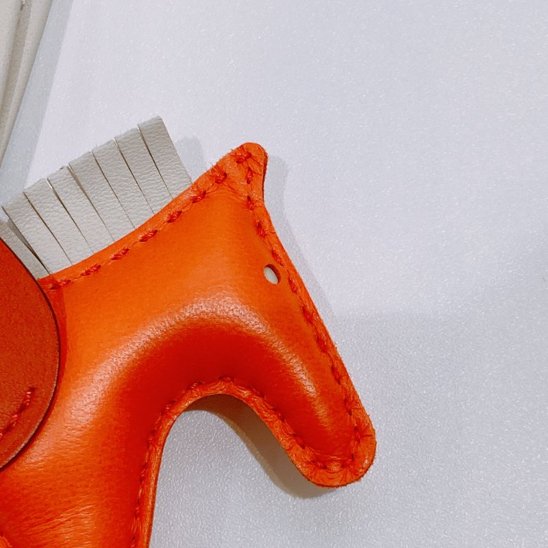 TW4524 Hermes 愛馬仕 馬仔掛件 小皮具Rodeo Charm PM Orange/Craie-6
