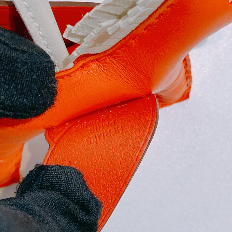 TW4524 Hermes 愛馬仕 馬仔掛件 小皮具Rodeo Charm PM Orange/Craie-11