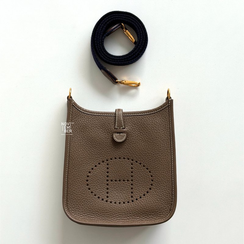 99新🆕 Hermès 愛馬仕 Evelyne Mini 大象灰金釦 一代-5