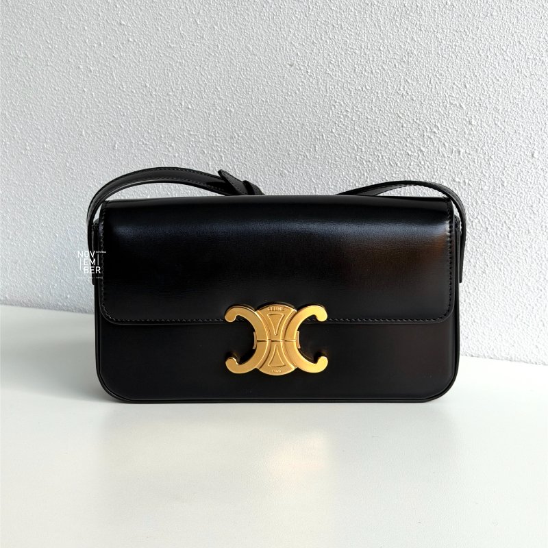 閒置新✨ Celine 瑟琳 凱旋門腋下包 黑金-0