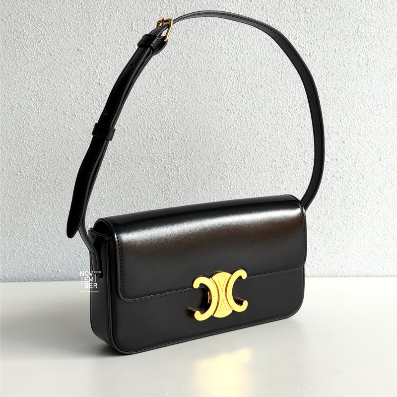 閒置新✨ Celine 瑟琳 凱旋門腋下包 黑金-1