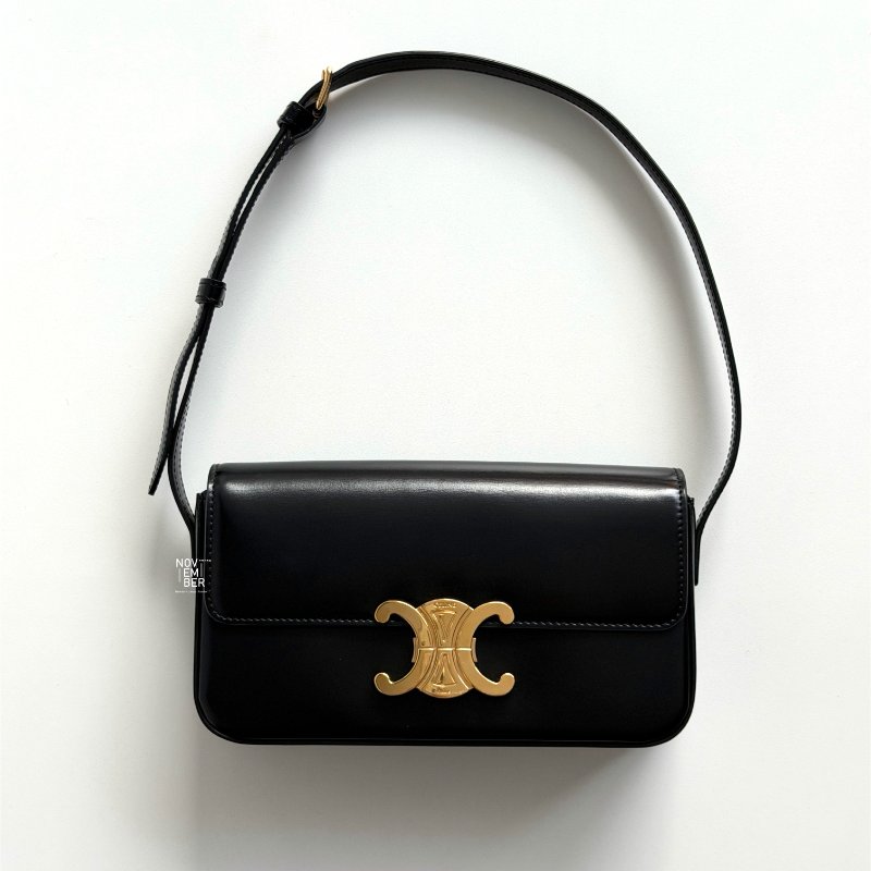 閒置新✨ Celine 瑟琳 凱旋門腋下包 黑金-3