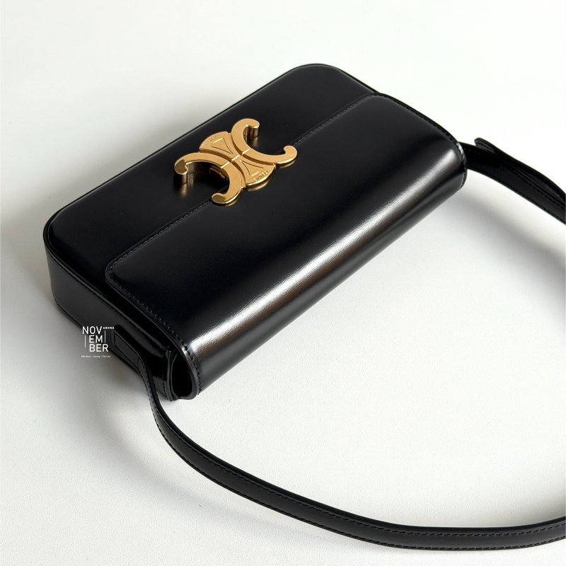 閒置新✨ Celine 瑟琳 凱旋門腋下包 黑金-4