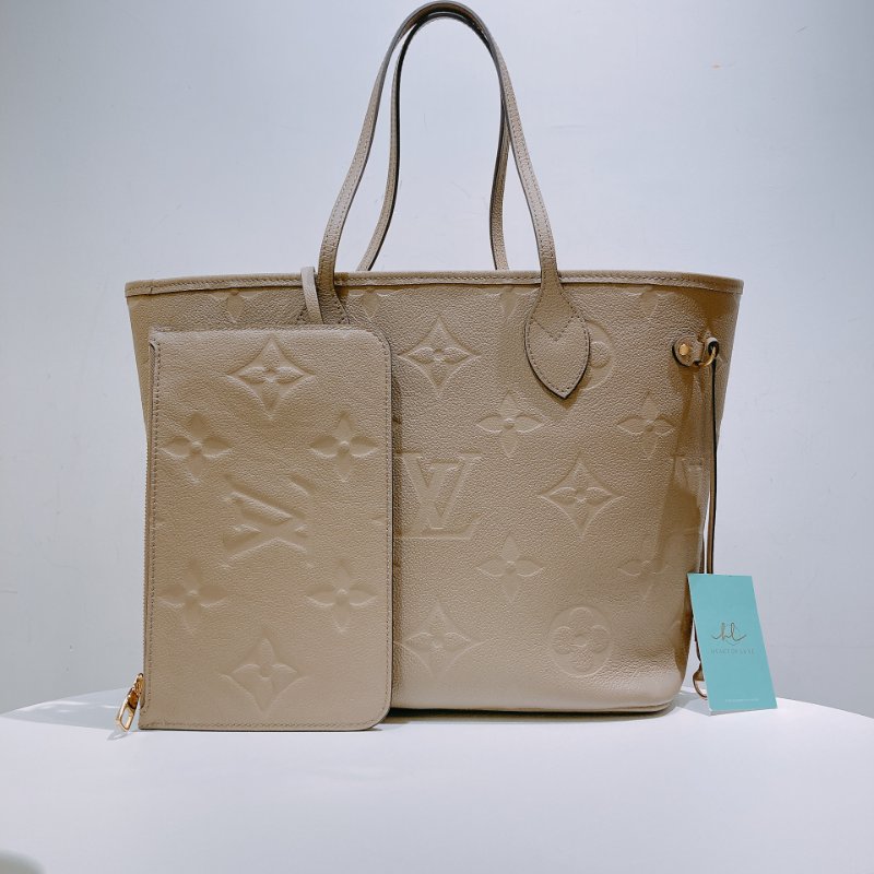 TW4531 Louis Vuitton 路易威登牛皮經典花紋肩帶包包Neverfull MM Tote Bag Tourterelle-0