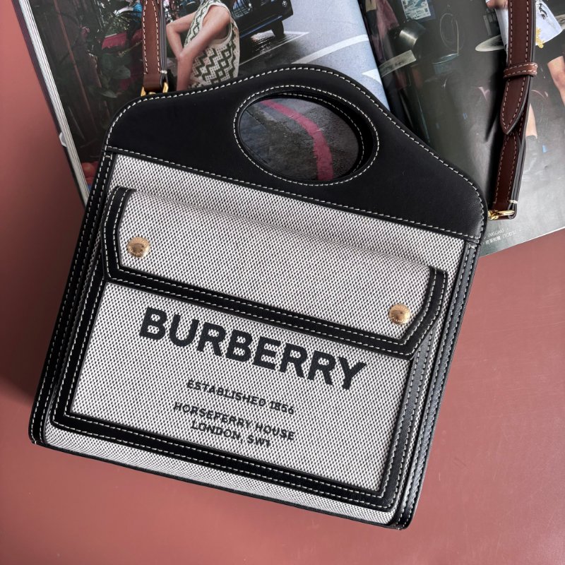 ::BURBERRY:: Pocket 帆布手提 / 斜背口袋包(黑灰)-0