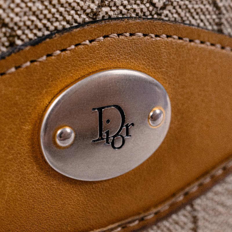 🧠小浮気見世物小屋🧠法國製🇫🇷Christian Dior經典蜂巢提花手提包｜焦糖駝皮革滾邊-1