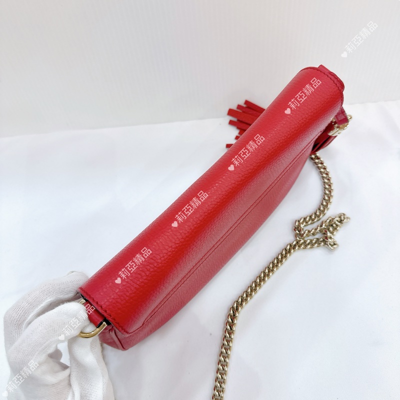 莉亞精品♡ Gucci soho流蘇包 紅色 二手美包-4
