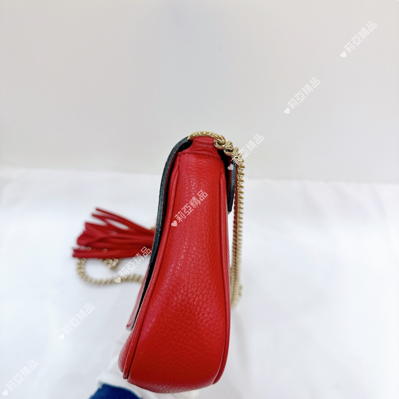 莉亞精品♡ Gucci soho流蘇包 紅色 二手美包-7