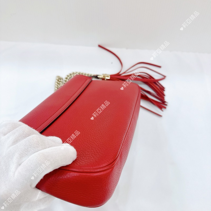莉亞精品♡ Gucci soho流蘇包 紅色 二手美包-9