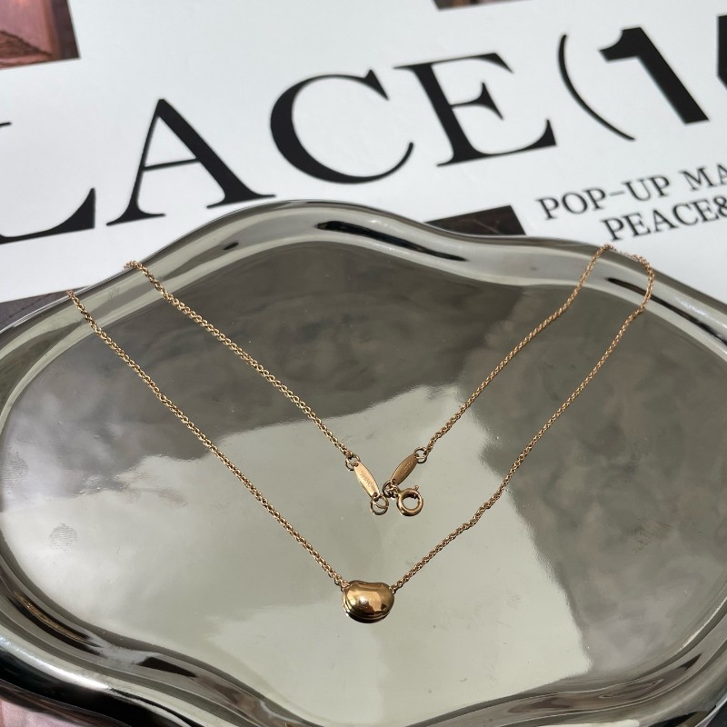 Tiffany 18k 玫瑰金豌豆項鍊  Elsa Peretti® Bean design 系列項鍊-0