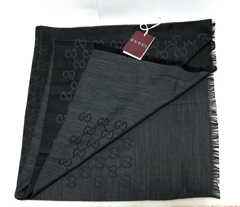 GUCCI 全新 雙色 雙面 長圍巾 披巾 披肩 絲巾-5
