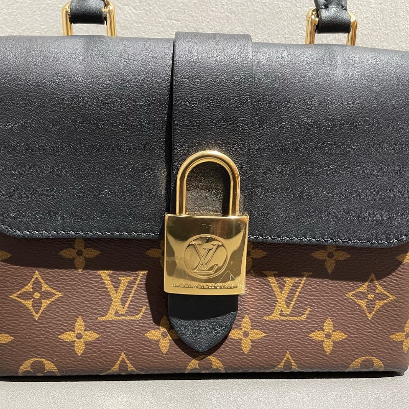 Lv Locky bb 鎖頭办 經典老花配黑色 肩背包-5