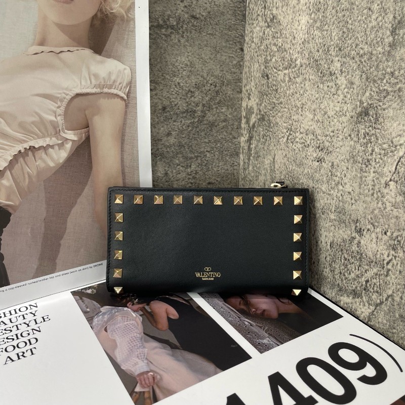 Valentio 長夾 錢包 黑金鉚釘長款-0
