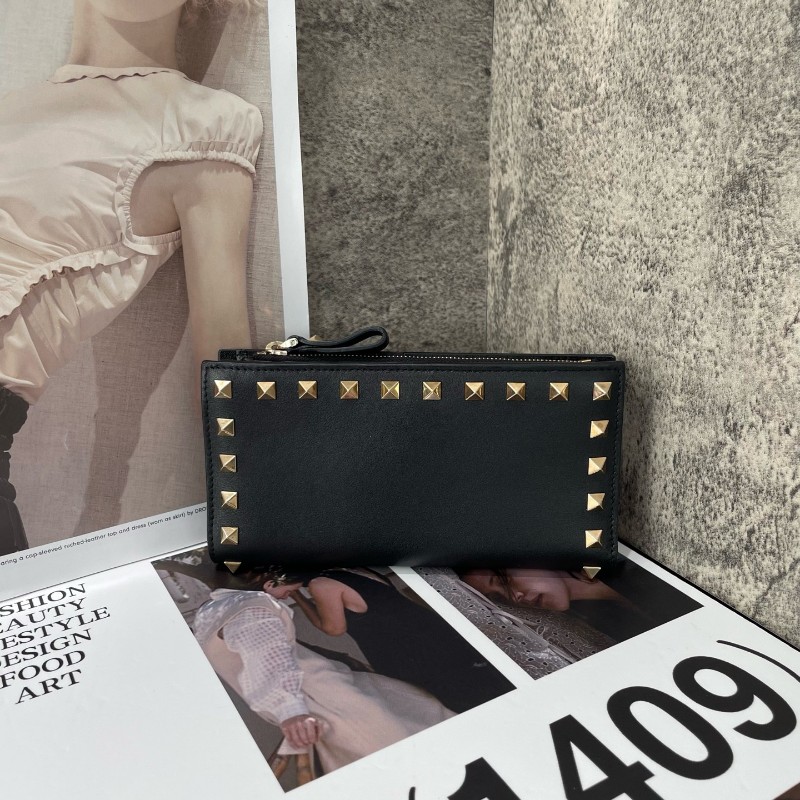 Valentio 長夾 錢包 黑金鉚釘長款-1