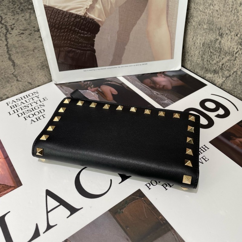 Valentio 長夾 錢包 黑金鉚釘長款-3