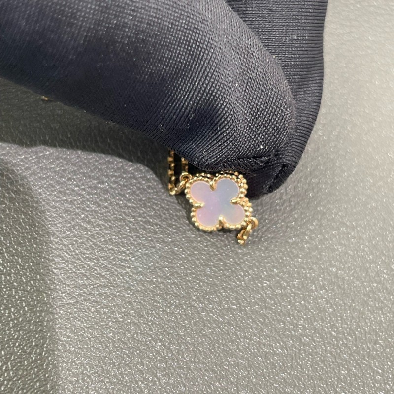 VCA 梵克雅寶 白色 小號 小花四葉草手鍊 全長約17.5cm-10