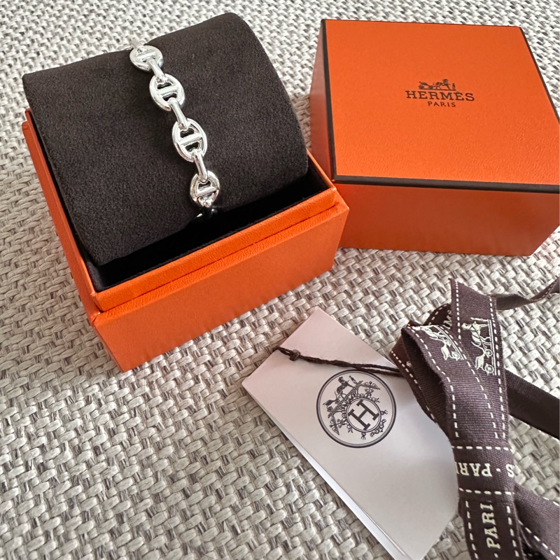 ~~Hermes Chaine d'Ancre Enchainee 豬鼻子銀手環 ~~-0