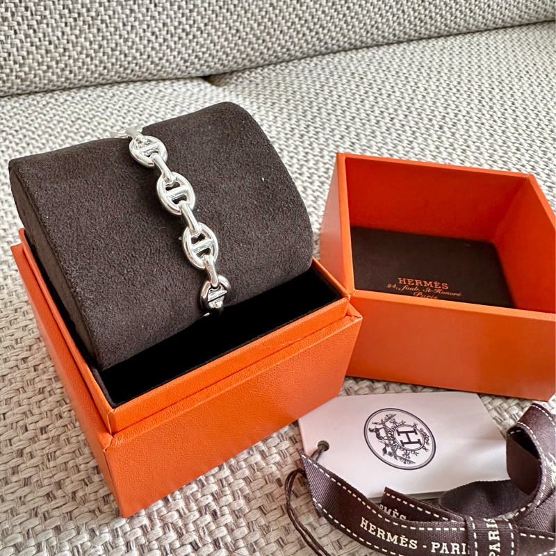 ~~Hermes Chaine d'Ancre Enchainee 豬鼻子銀手環 ~~-1