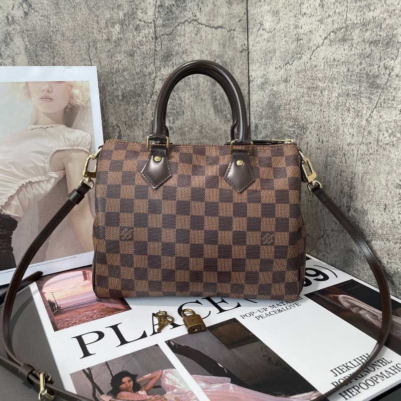 LV speedy 25 棋盤格 手提包-0
