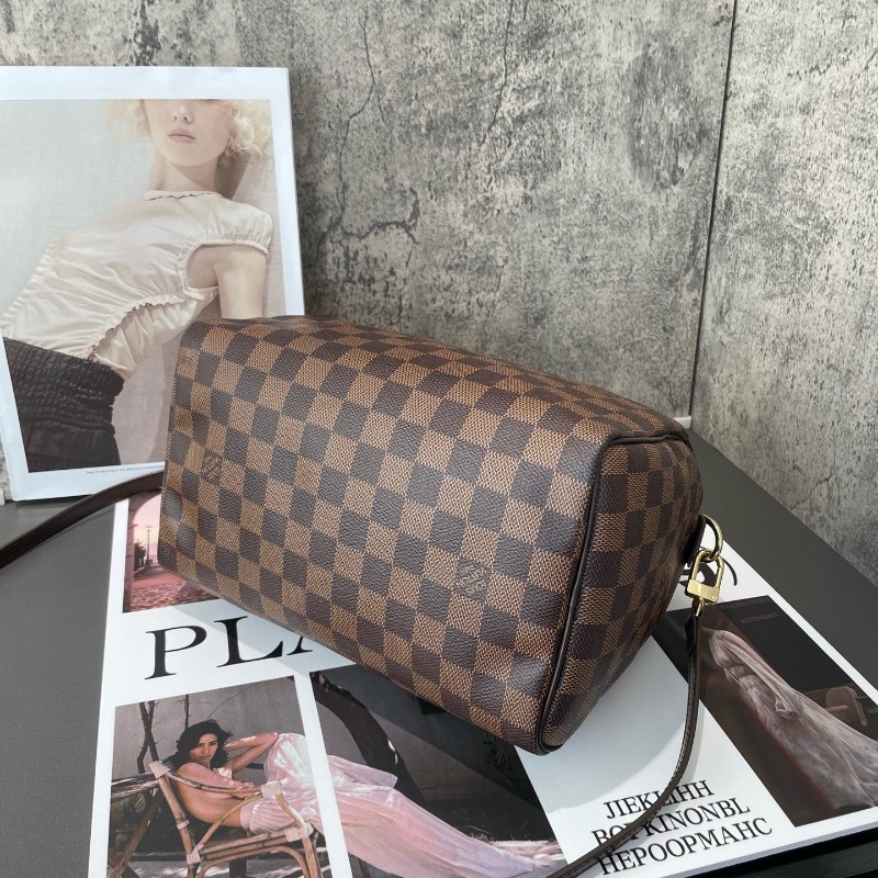 LV speedy 25 棋盤格 手提包-3