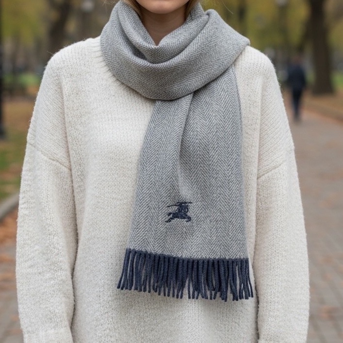 莉亞精品♡Burberry 灰底黑小披肩圍巾 二手-0