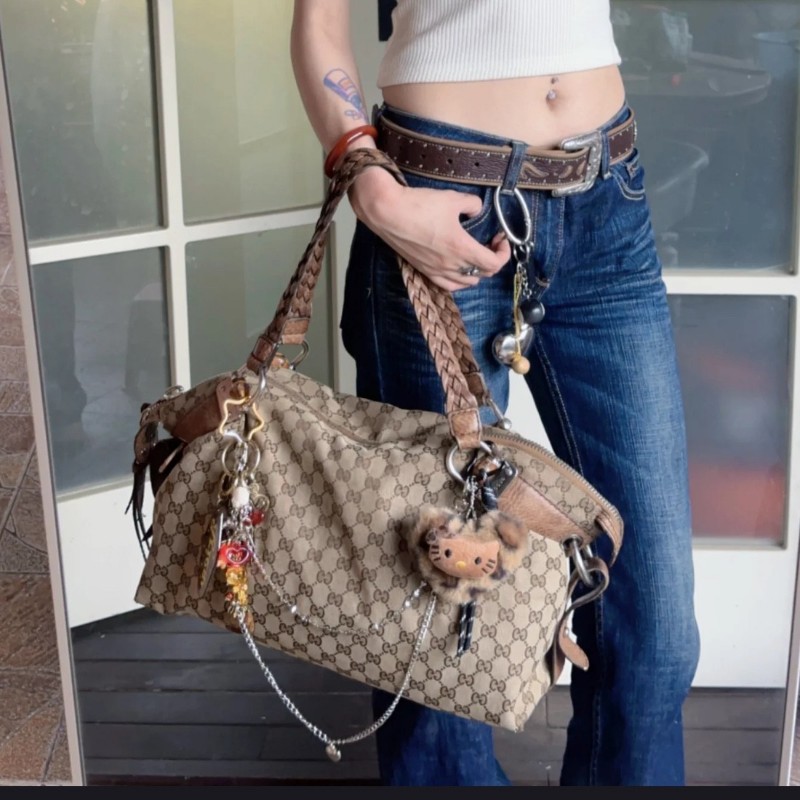 GUCCI 帆布手提包 編織手柄-1