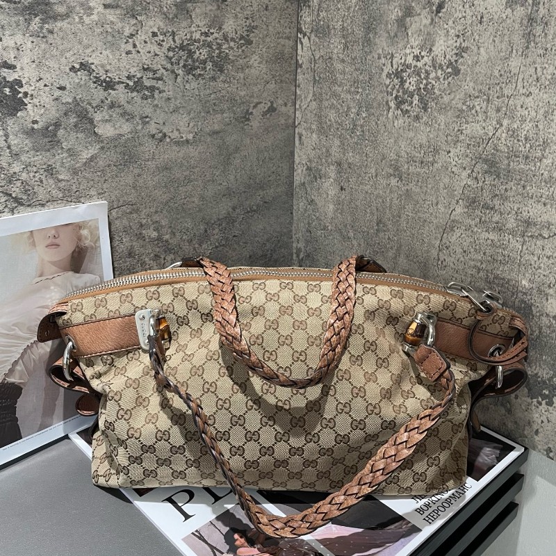 GUCCI 帆布手提包 編織手柄-2