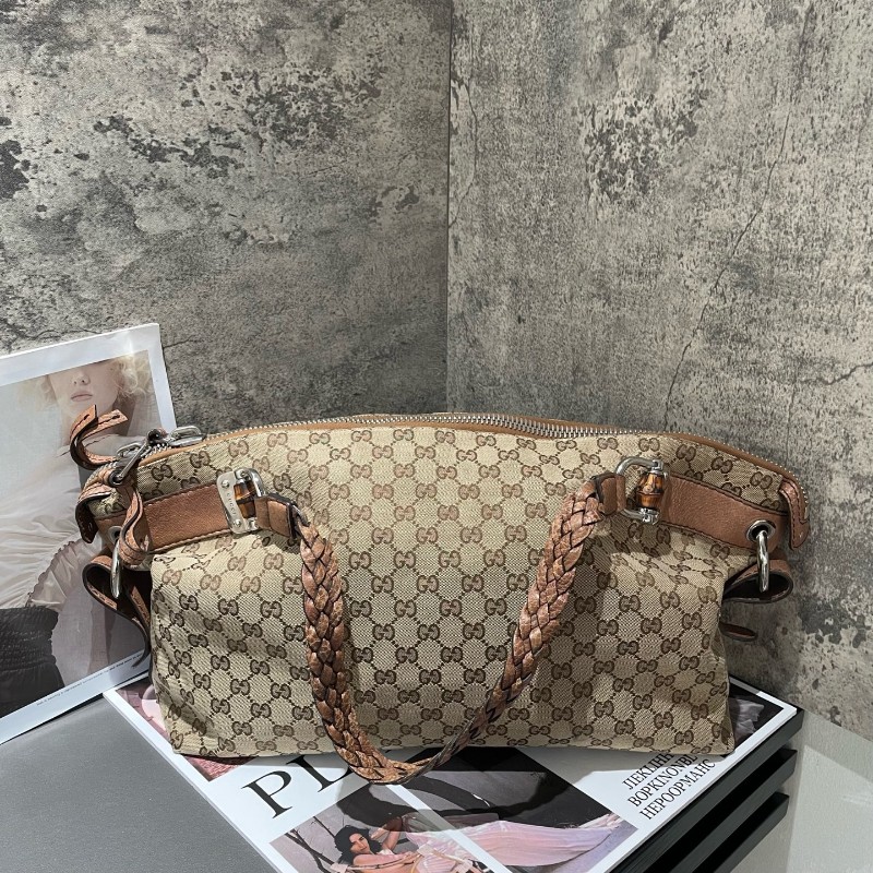 GUCCI 帆布手提包 編織手柄-3