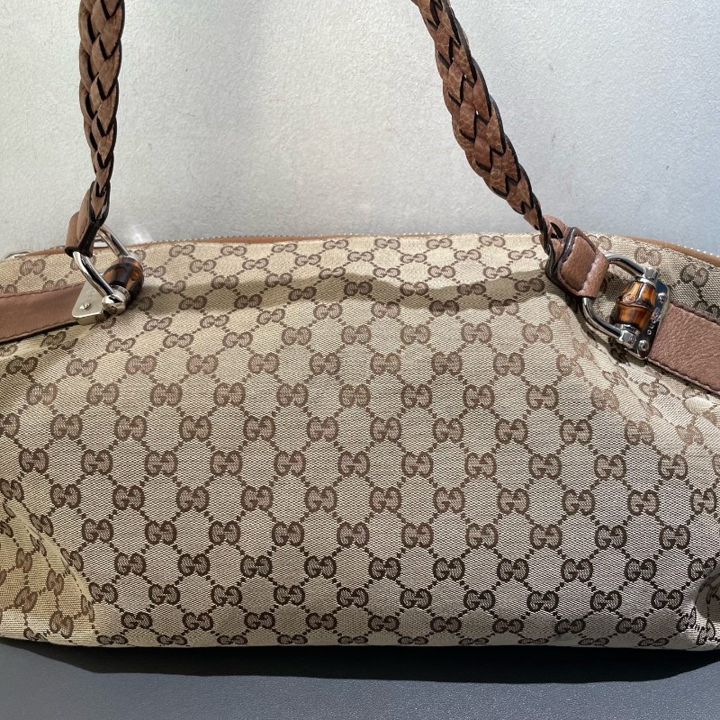 GUCCI 帆布手提包 編織手柄-7