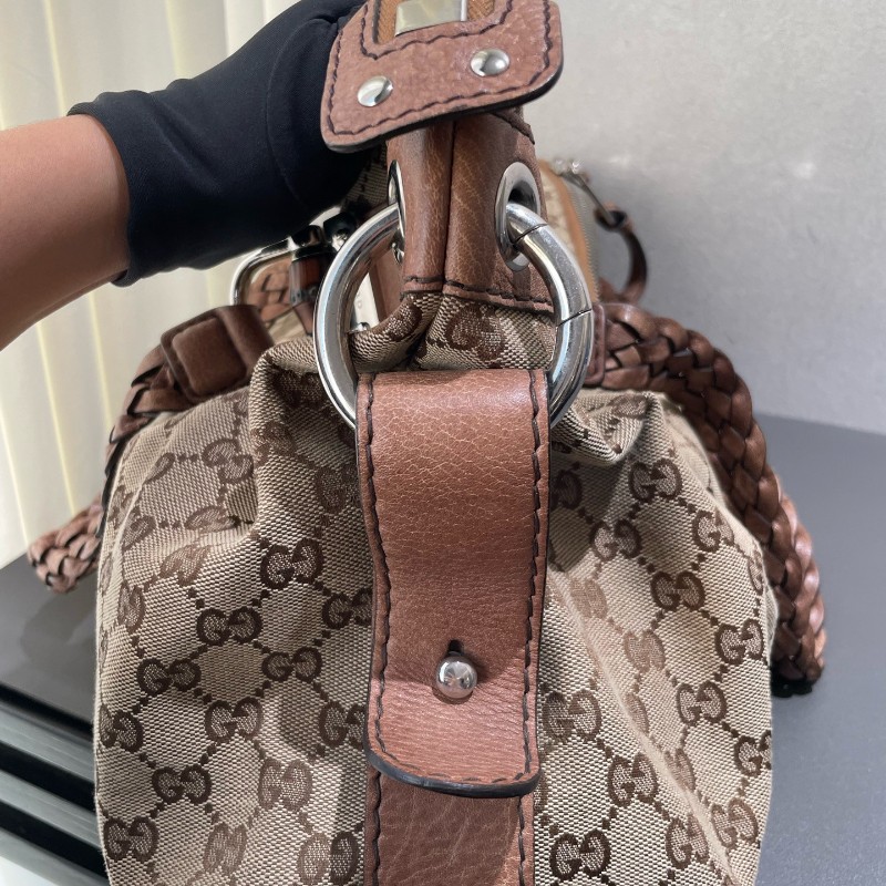 GUCCI 帆布手提包 編織手柄-10